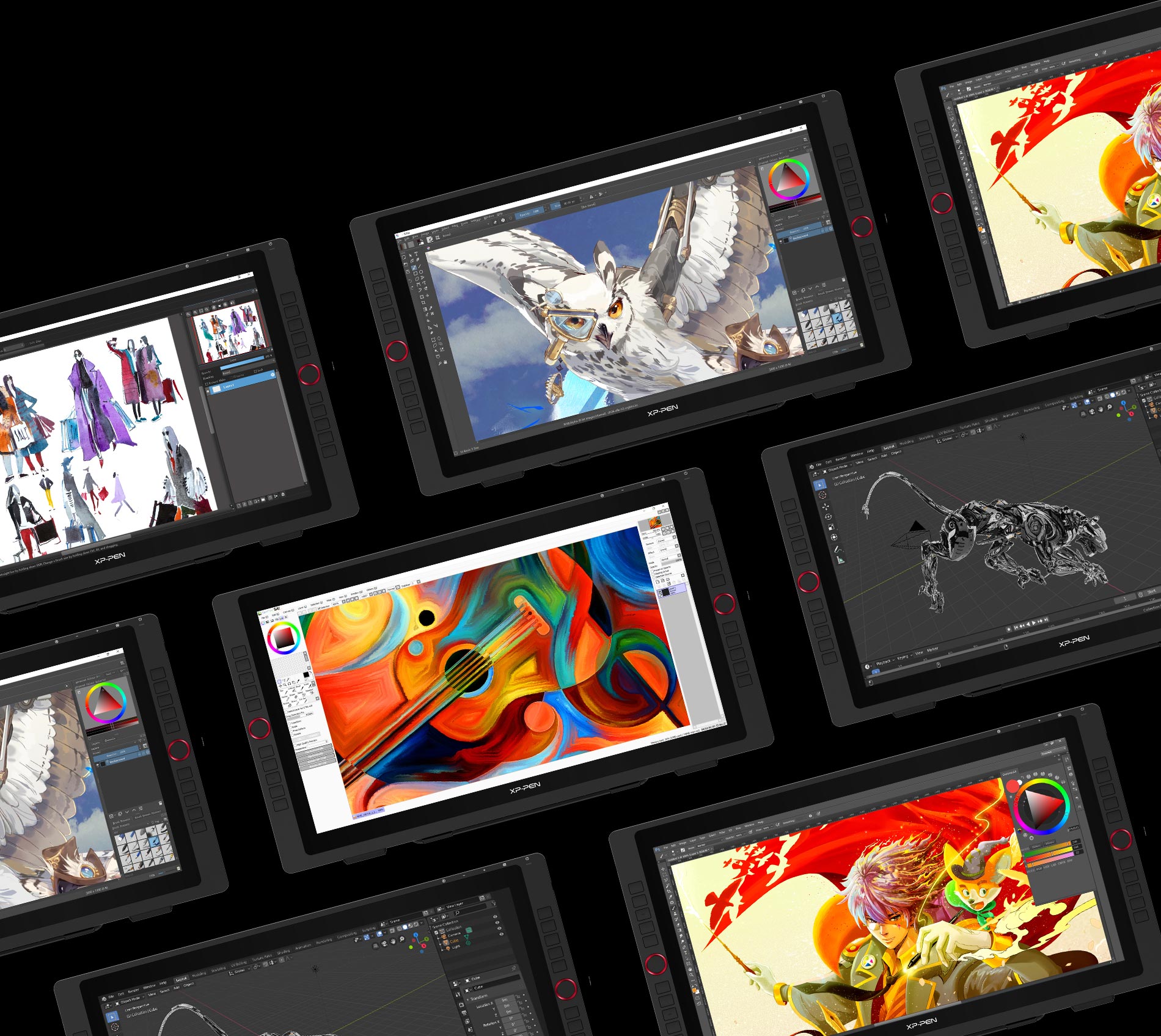 tablette écran graphique XP-Pen Artist 22R Pro compatible avec Windows 7/8/10, Mac OS et fonctionne avec la plupart des principaux logiciels de dessin